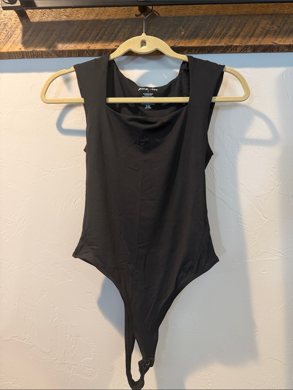 Black square neck spandex One-Piece Bodysuit